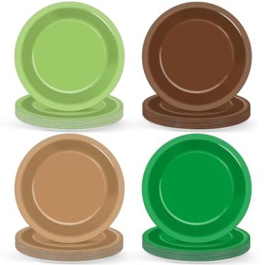 Imagem de ojustbeok 48 peças de pratos de festa em pixel, decoração de festa de mineração, conjunto de utensílios de mesa de videogame, pratos de sobremesa com tema de pixel, suprimentos de jantar descartáveis