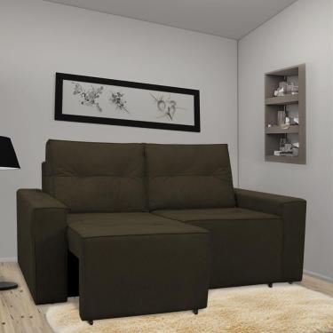 Imagem de Sofá Retrátil Polo 1,80m Confortavel Para Sala Suede Herrero Cor:marrom Escuro