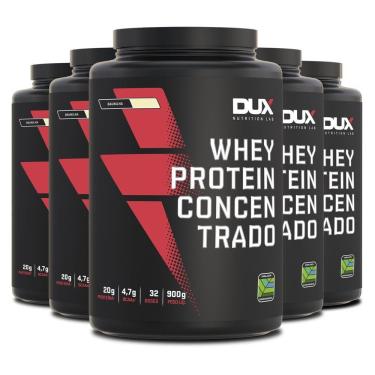 Imagem de Kit 5 Whey Protein Concentrado Dux Baunilha 900g