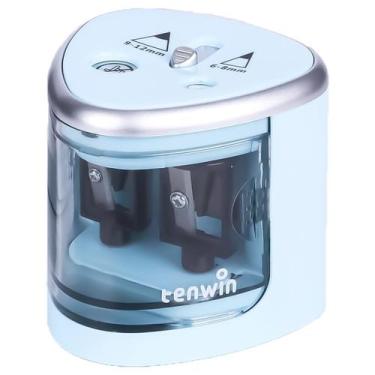 Imagem de Apontador Eletrico Azul - 2 Furos Para Lápis Comum e Jumbo - TENWIN
