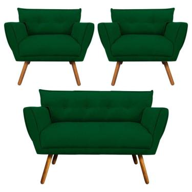 Imagem de Kit 01 Namoradeira E 02 Poltronas Anitta Castanho Verde