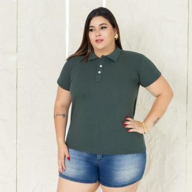 Imagem de Camisa Gola Polo Plus Size Feminina Ótimo Acabamento Tecido Premium - 