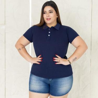 Imagem de Camisa Gola Polo Plus Size Feminina Ótimo Acabamento Tecido Premium - 