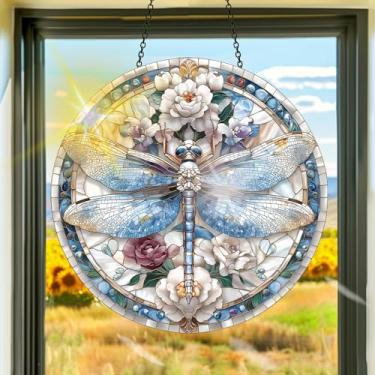 Imagem de Apanhador de sol de acrílico colorido, apanhadores de sol, decoração de janela suspensa de libélula, arte de parede de arco-íris, para sala de estar, quarto, varanda, interior e exterior, jardim