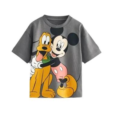 Imagem de Camiseta Infantil Estampada Mickey Mouse Verão Solta Moda Manga Curta 
