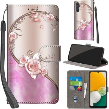 Imagem de Salanheo Capa carteira para Samsung Galaxy A54 5G, com [3 compartimentos para cartões], fecho magnético com suporte, capa protetora flip de couro PU à prova de choque de 6,4 polegadas, rosa rosa