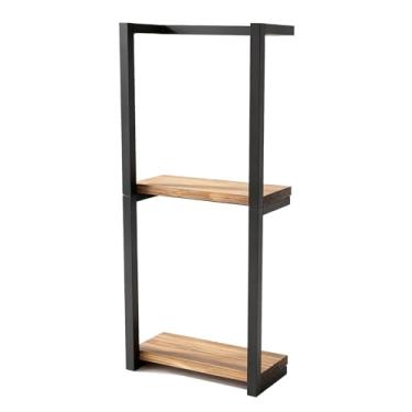 Imagem de Fafeicy Toalheiro de Banheiro, Estrutura de Metal Preto de 2 Camadas Com Prateleiras de Madeira, Armazenamento que Economiza Espaço para Toalhas, Plantas, Acessórios de Banheiro, (28,5x14x77cm)