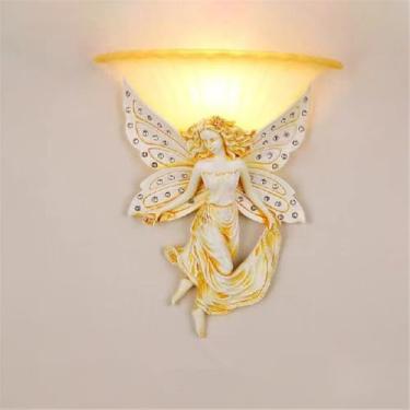 Imagem de Luminária de parede em forma de anjo, estilo contemporâneo, com LED, design criativo americano, ideal para sala de estar, quarto, escritório, casa de campo, hotel, quarto infantil, café, res