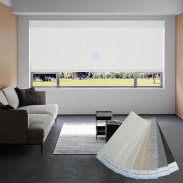 Imagem de Uilvffo Persianas motorizadas, persianas com filtragem de luz, folhetos de amostra para tratamento de janelas internas, tecido de poliéster para cortinas de rolo (misto)