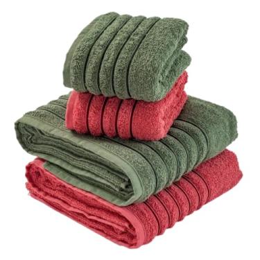 Imagem de Jogo Toalhas De Banho Algodão Casal Gigante(VERDE MOSS/TERRA COTA)
