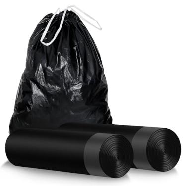 Imagem de Sacos de lixo fortes com cordão de 30 galões - 30 contagens/extra grosso, à prova de vazamento e resistente à quebra para casa, escritório e cozinha (preto)