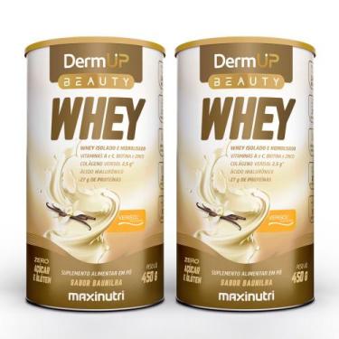 Imagem de Kit 2 DermUp Beauty Whey Sabor Baunilha 450g Maxinutri