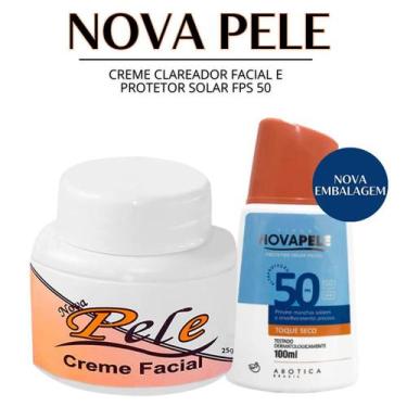 Imagem de Kit Creme Facial Nova Pele 25g Clarear manchas facial Protetor Solar F