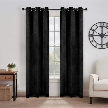Imagem de Superior Cortinas semiblackout Senna - Design texturizado sólido vintage - 106,7 cm x 243,8 cm - Cabeçote com ilhós - Cortinas com bloqueio solar e escurecimento de ambiente para quarto, sala de estar