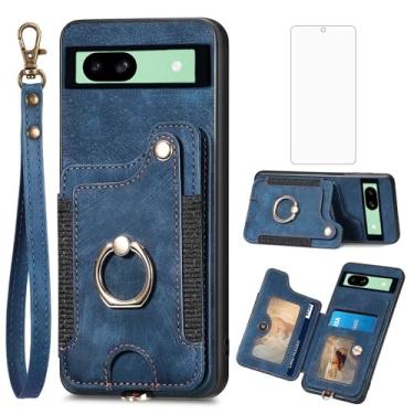 Imagem de Asuwish Capa de telefone para Google Pixel 8A capa carteira com protetor de tela de vidro temperado e alça de pulso RFID suporte para cartão de crédito anel acessórios para celular Pixel8A A8 5G