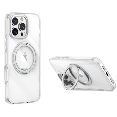 Imagem de Capinha Protetora com Anel Magnético para iPhone, Compatível com iPhone 16/16 Pro/16 Pro Max, Transparente (Anel Prata, IPHONE 16 PRO)