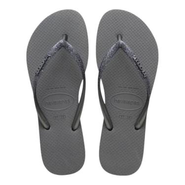 Imagem de Havaianas Chinelo feminino Slim Glitter II - Sandálias modernas com glitter, Cinza/grafite, 11/12