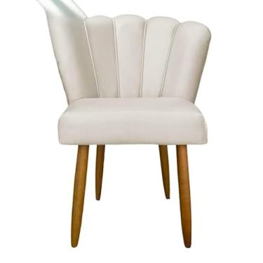 Imagem de Cadeira Pétala de Veludo Premium para Sala de Jantar – Design Moderno com Pé Palito(Bege)