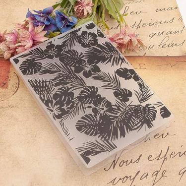 Imagem de Pasta de gravação de plástico com padrão de fundo de flores de folhas de palmeira, impressões texturizadas em 3D, modelo de pasta de relevo de folha de bananeira para fazer cartões, scrapbook, papel