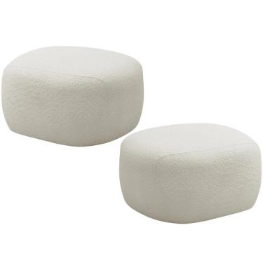 Imagem de Kit 02 Puffs Decorativo Orgânico Para Sala de Estar Living Barolo L06 Bouclê Branco - Lyam Decor
