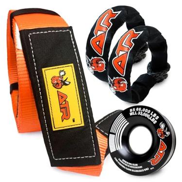 Imagem de ATR Kit de recuperação off-road – Alça protetora de árvore 16,3 kg + (2) manilhas macias de 1,5 x 61 cm + anel de recuperação (29,9 kg) – Conjunto de alças de reboque resistentes para caminhão, jipe