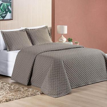 Imagem de Cobre Leito Casal Padrão Ravena Bordado Micropercal 200 Fios 3 Peças - Camafeu