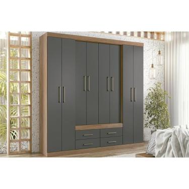 Imagem de Guarda Roupa Casal 8 Portas E 4 Gavetas 8.4 Nápoles Jatoba/grafitte - Santos Andirá