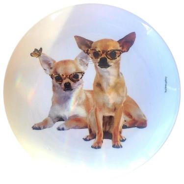 Imagem de Prato De Porcelana Cachorro Chihuahua Ju E Jô - 24 Cm