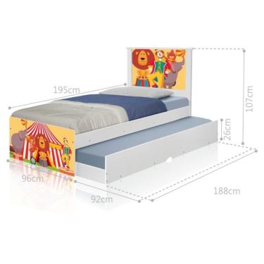 Imagem de Bicama Juvenil Adesivada Palhaço Circo Com Colchões