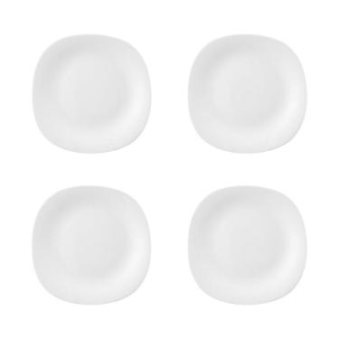 Imagem de Conjunto 4 Pratos De Sobremesa Quadrados Em Vidro Opalino Branco