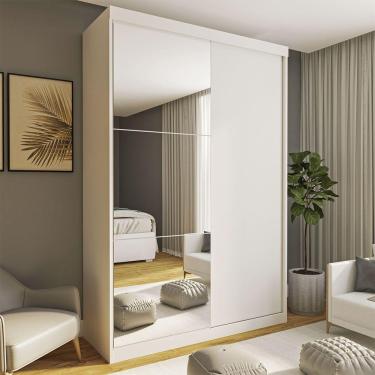 Imagem de Guarda Roupa Solteiro Cléo 2 Portas E 3 Espelhos Minastex Branco