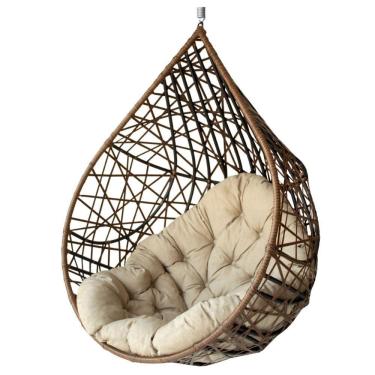 Imagem de Cadeira Balanço Ninho Suspenso Gota Tramado Com Almofada Argila/areia