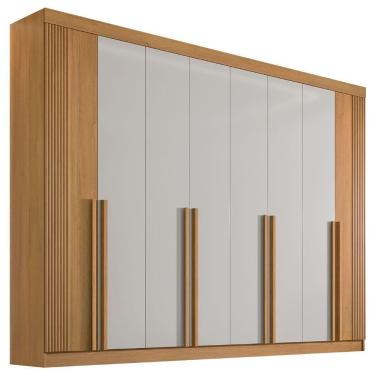 Imagem de Guarda Roupa Daymont Ripado Cinamomo Off White 8 Portas 8 Gavetas D?doro