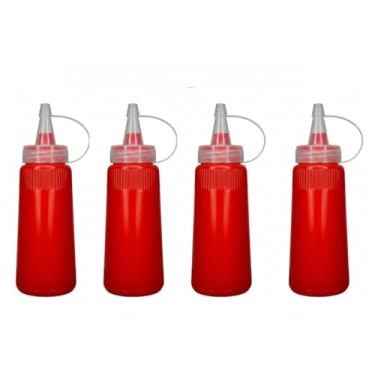 Imagem de Kit C/4 Bisnagas Plástico Ketchup, Maionese E Mostarda 200ml (Ketchup)