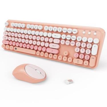 Imagem de Combinação de teclado e mouse sem fio TKVPJYYI Retro em tamanho real