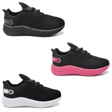 Imagem de Tênis Infantil Masculino e Feminino Confortável Para Escola e Lazer (BLACK- PRETO BRANCO- PRETO PINK, BR, Criança de 9 a 12 anos, Numérico, 30)