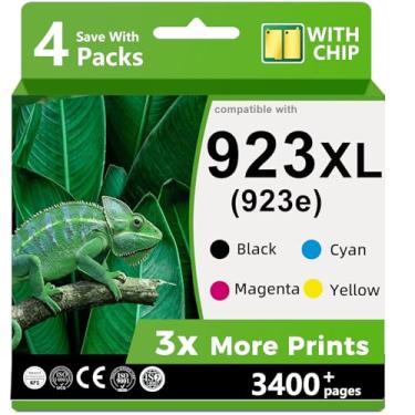 Imagem de Pacote com 4 cartuchos de tinta 923XL 923e compatíveis com hp hp923 923 XL 923XXL adequado para 8130e 8138e 8135e OfficeJet Pro 8125e 8122e 8139e 8130 8132e 8124e 8132e preto ciano magro enta, amarelo
