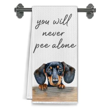 Imagem de Elefeltclave Toalhas de mão engraçadas para cães Dachshund, decoração de banheiro Dachshund, presentes Weiner para mulheres e homens amantes de cães, toalhas de mão decorativas para banheiro, banheiro