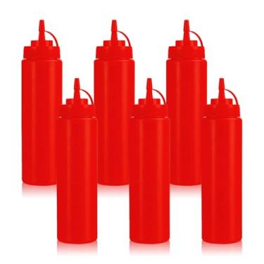 Imagem de WELKOR Garrafas de apertar para molhos, dispensador de condimentos à prova de vazamento, conjunto de garrafas de espremer de restaurante sem BPA com boca larga para ketchup, mostarda, xarope, molhos