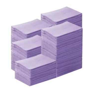 Imagem de Babadores dentais JMU 500 roxos descartáveis de 3 camadas 33,5 x 45 cm