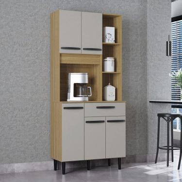 Imagem de Cozinha Compacta 5 Portas 1 Gaveta Malu Poquema Damasco/off White