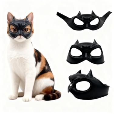 Imagem de WANHUHOU Máscara De Morcego Para Gatos Wanhuhou, Chapéu Cosplay Gatos, Feito Látex, Macio E Ajustável, Tamanho Adequado Com Menos 5,4 Kg