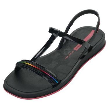 Imagem de Sandalia Feminina Conforto Elegante Dia a Dia Glow Ipanema, Preto, Ros