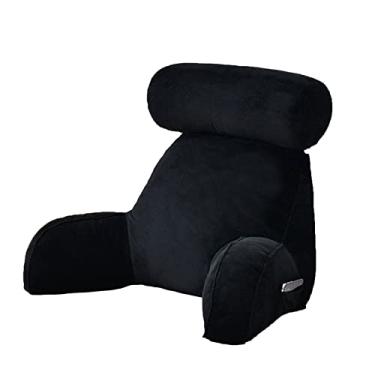 Imagem de Almofada de descanso para assento de cama, leitura de suporte para as costas, travesseiro de encosto com apoio de braço, almofada com rolo de pescoço destacável, com suporte para as costas, grande