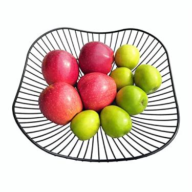 Imagem de Bandejas de Servir Cesta de Frutas Metal Arame Morden Snack Pão Vegetal Tigelas Cozinha Ovos Suporte de Sobremesa Organizador Nórdico para Bolo (Cor: Dourado) (Preto)