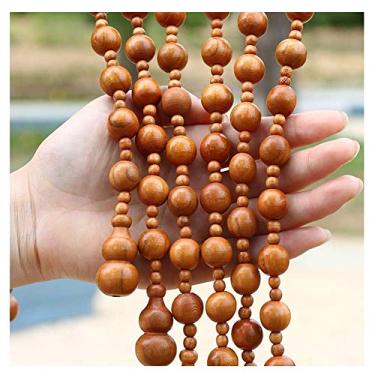 Imagem de ZJYWMM Cortina frisada contas de madeira cortinas de corda de porta cor de madeira para passagem de porta, divisor de quarto, largura de decoração de restaurante 90 cm, 21/25/31 partes (cor: 90 x 125