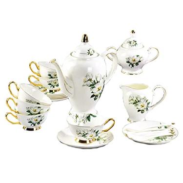 Imagem de Conjunto de 15 peças de chá da tarde conjunto de chá de porcelana para adultos conjunto de xícaras de café vintage de alta qualidade xícaras de porcelana presente de aniversário