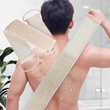 Imagem de Esfregadores de bucha de banho para uso no chuveiro, esfoliante macio com alça traseira para chuveiro para homens e mulheres (69 x 8 cm)