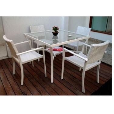 Imagem de Conjunto De Mesa 4 Cadeiras Aluminio Área Externa Varanda - Sarah Móve