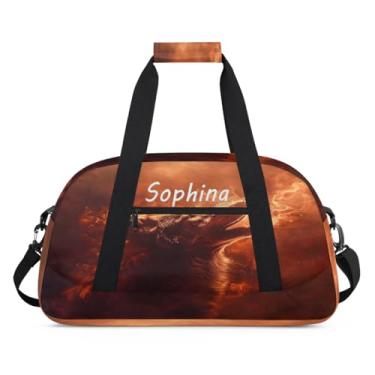 Imagem de Bolsa esportiva personalizada, animal, lobo, galáxia, universo com nome, bolsa de dormir personalizada, bolsa de fim de semana, bolsa de treino para dança, balé, academia, ginástica, mala, viagem